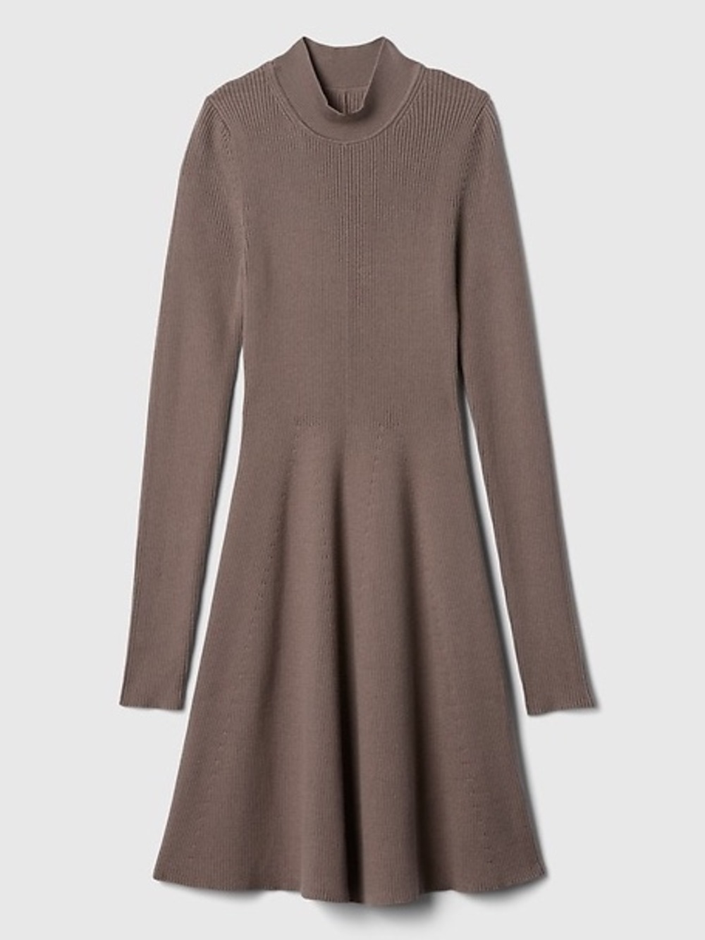 NWOT - GAP Mockneck Rib Sweater Mini Dress in Plymouth Rock Brown - Size LP - Picture 3 of 6